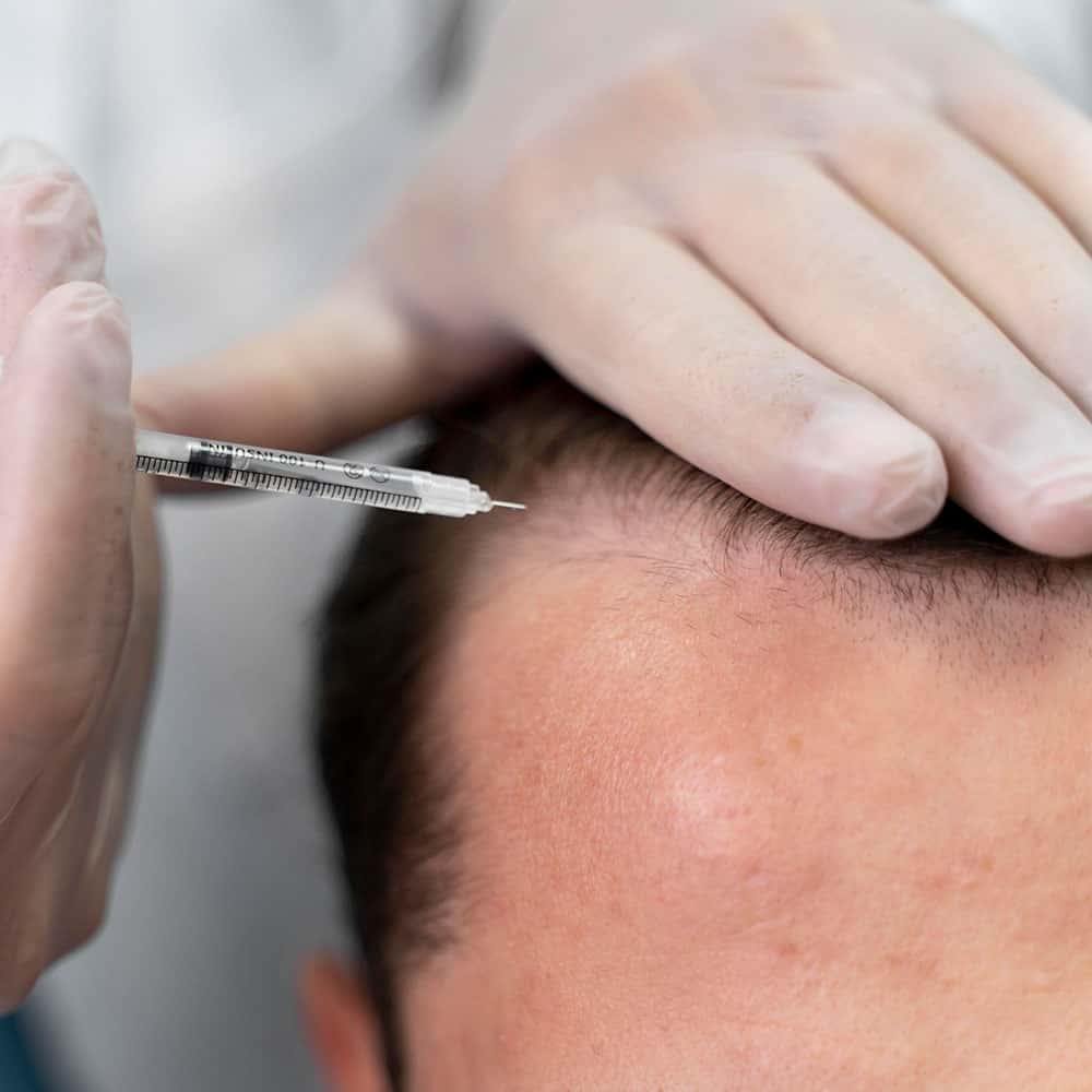 הזרקת שומן לקרקפת לשיקום השיער.